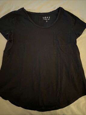 LOFT Black Short Sleeve Pocket Tee - Women's